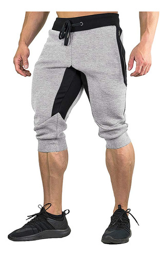 Faskunoie Pantalón Corto Capri De Algodón Para Hombre 3/4.