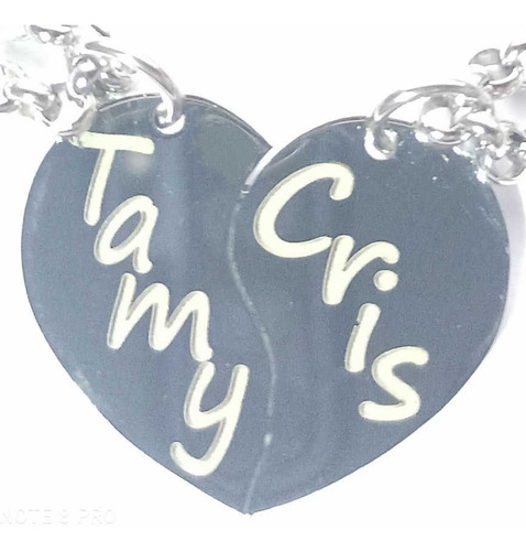 Imagen 4 de 10 de Media Medalla Corazón Acero 30x23mm + 2 Cadenas Espejito