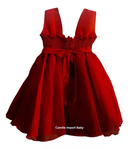 Vestido Infantil Vermelho Princesa Luxo E Tiara - pingo de gente