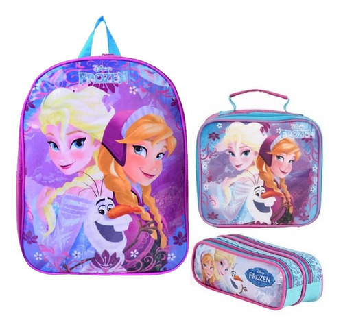 Kit Mochila Da Frozen Tam G Costas Escolar Infantil Original