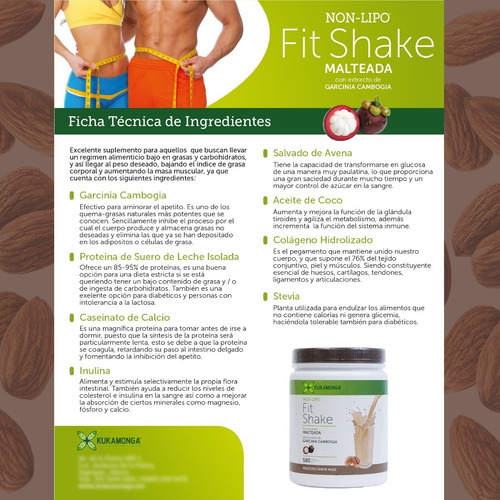 Bajar De Peso | Malteada Non Lipo Fit Shake 580 G | Nuez Nuez