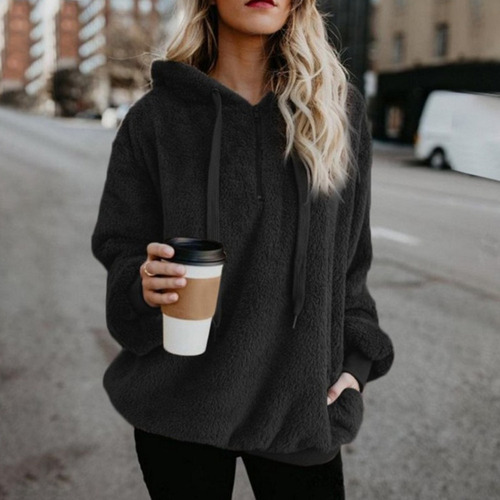 Sudadera Con Capucha Sólida De Invierno De Talla Grande Para