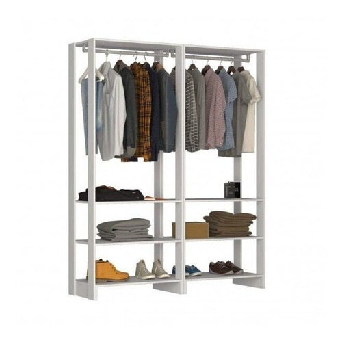 Closet Modulado 2 Peças Com 2 Cabideiros E 3 Nichos Ai