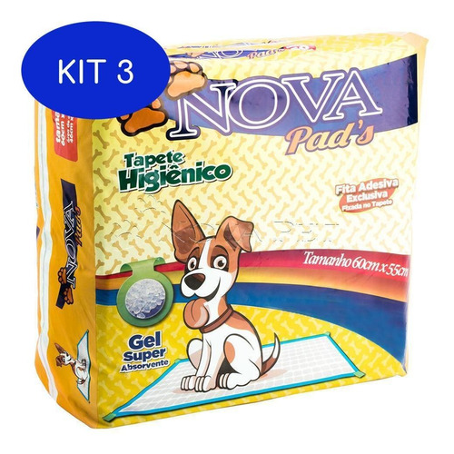 Kit 3 Tapete Higiênico Nova Pads 30 Un