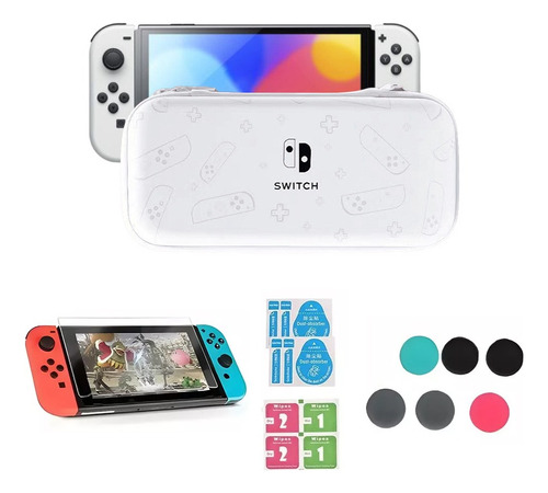 Para Switch Lite Estuche + Mica + Grips Joystick Case Funda