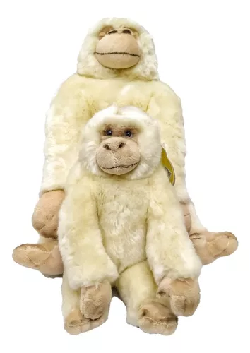 Gorila Macaco Branco Albino De Pelúcia + Filhote Lavavel