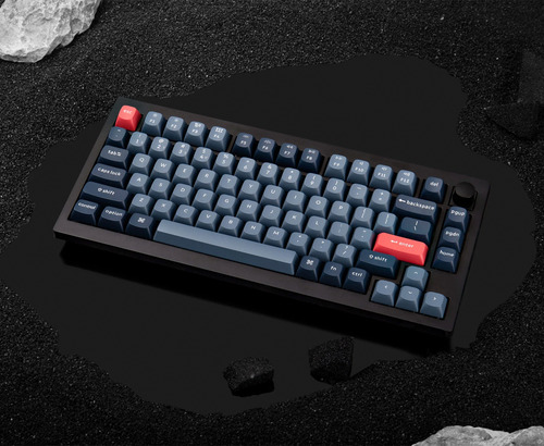 Teclado Mecanico Keychron V1 Max Qmk (v1md1) 75% , 84 Keys , Full Ensamble , Rgb , Hotswap , Bluetooth / 2.4ghz / Cableado , Switch Gateron Jupiter Red , Ingles Us , Color Negro Carbon