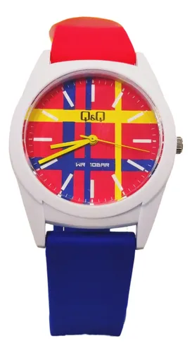 Reloj Q q Mujer Deportivo Wr 10bar Rosado Y Azul