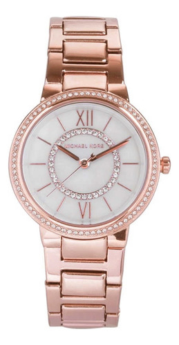 Reloj  Para Mujer Mk3961 De Acero Inoxidable Tono Oro Rosa