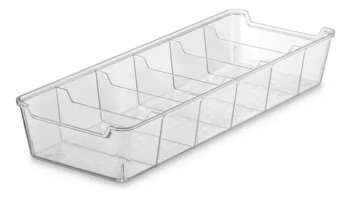 Organizador de Gaveta 12,5x34 cm Acrílico Transparente com 6 Divisória