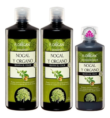 2 Shampoos 1lt. + 1 Acondicionador Nogal Y Organo Florigan® 