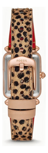 Reloj Mujer Fossil Correa De Piel Animal Print 28 Mm Es4684 Color del bisel Rosa dorado Color del fondo Rosa dorado