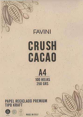 Paquete Cartulina Reciclada Favini Crush A4 100 Hojas 250 Gr