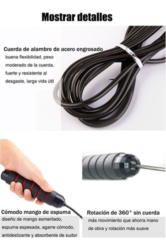 Cuerda De Saltar Antideslizante Ajustable De 3 M Negro