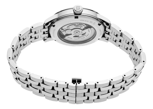 Reloj Seiko Presage Cocktail Time Gmt Ssk037 Caballero Correa Plateado Bisel Plateado Fondo Azul Claro