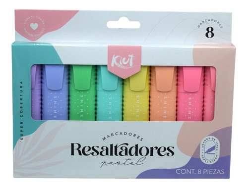 Marcadores Kiut Resaltadores Pastel 8 Piezas Marcatextos