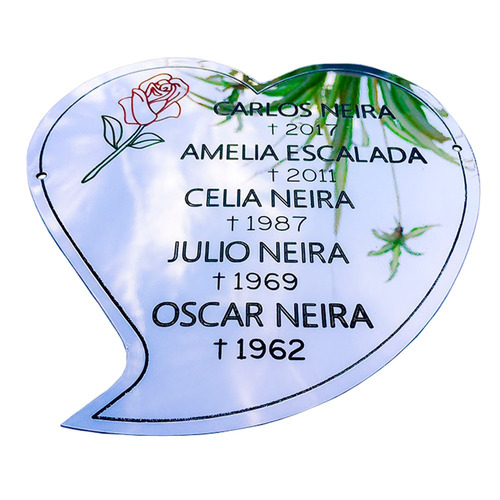 Placa Recordatoria Para Cementerio, Forma De Corazon.20x20cm