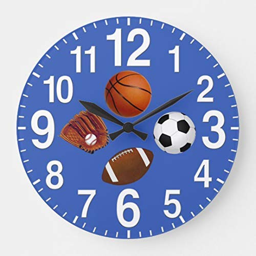 Reloj Pared Tematica Deportiva Para Niño Madera Decoracion