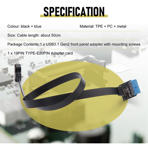Cable De Extensión Del Cabezal Del Panel Frontal Usb 3.1 C D