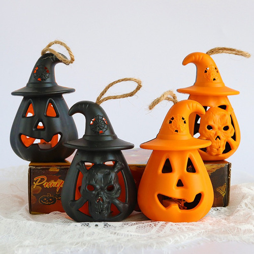 4 Linternas Led De Calabaza De Halloween Para Decoración De