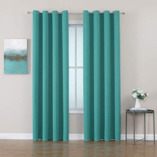 Cortinas Azul Tuequesa  2 Paneles 132x213cm Blackout