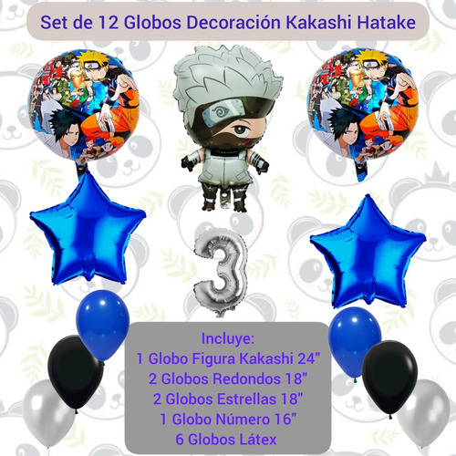 Set 12 Globos Decoración Cumpleaños Kakashi Hatake Naruto