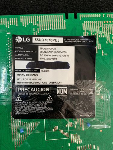 Tarjeta Main Lg 55uq7570puj Vers. Cwmfbh/ Eax69762805 (1.0) (Usado)