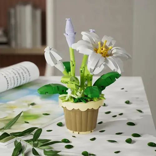 Set De 2 Flores Para Armar En Bloques - Decoración Elegante
