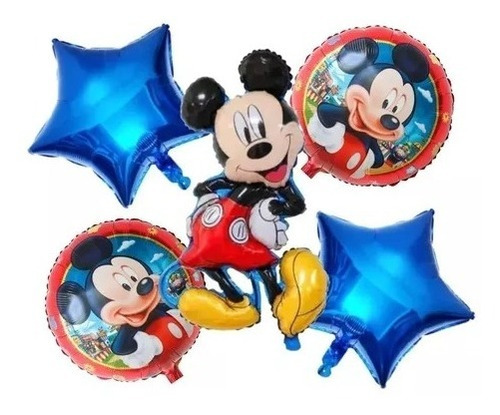 Set 5 Globos Metálicos Diseño Infantil Mickey Mouse