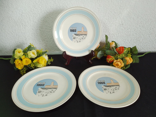 Platos Postre Lozalit Conmemorativo 1810 - 1960 Precio X 3