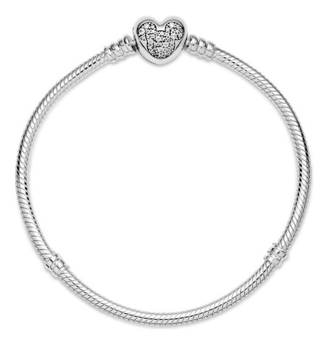 Pulseira Prata 925 Berloque Prata 925 Fecho Mickey