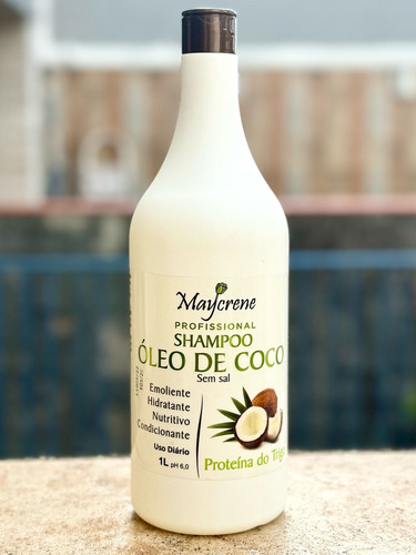 Shampoo 1l Óleo De Coco Para Salão Sem Sal - Maycrene
