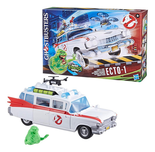 Auto Cazafantasmas Ghostbusters Ecto 1 Con Figura Slimer Color Blanco