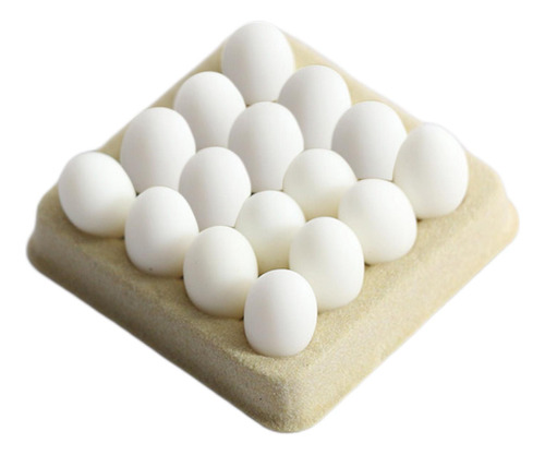 Mini Juego De Huevos De Resina En Bandeja Miniaturas Blanco