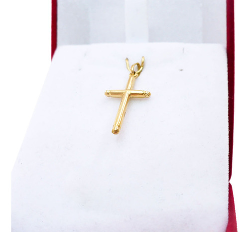 Cruz Oro 18k Palito Lisa Maciza 1 Grs Con Estuche Color Dorado