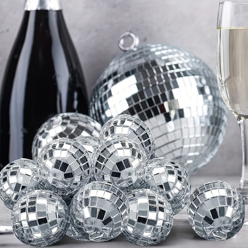 8pcs Elegantes Adornos En Forma De Minibola De Discoteca