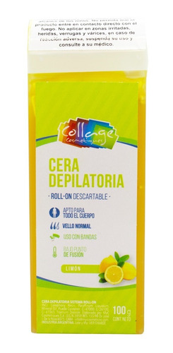 Collage Cartucho Cera Depilación Descartable Roll On Limon