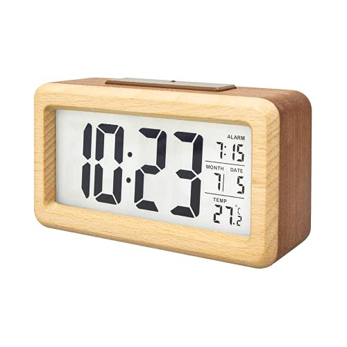 - Reloj Despertador Digital Lcd De Madera Que Funciona ...