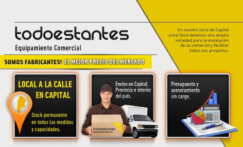 Estanteria Metálica42x90x2mts Para 50kg C/ Refuerzo Compara!