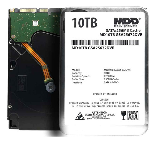 Mdd 10tb Rpm 256mb Caché Sata 6.0gb/s 3.5 Pulgadas Disco . Color Plateado