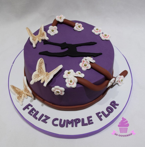 Torta Gimnasta Bailarina Mariposas Flores Tematica