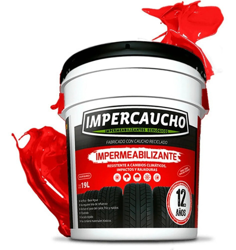 Impermeabilizante Impercaucho 12 Años Cubeta 19 Lts Color Terracota