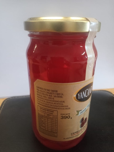 Cerezas En Almíbar Tipo Marrasquino Yancanelo 390gr X 1 U