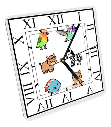 Reloj Madera Brillante Pared Y Mesa Dibujos De Animales A133