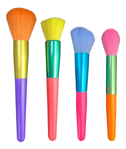 Imagen 2 de 8 de Set Brochas 15 Multicolor Maquillaje Colores