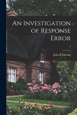 Libro An Investigation Of Response Error; 2 - Lansing, Jo...