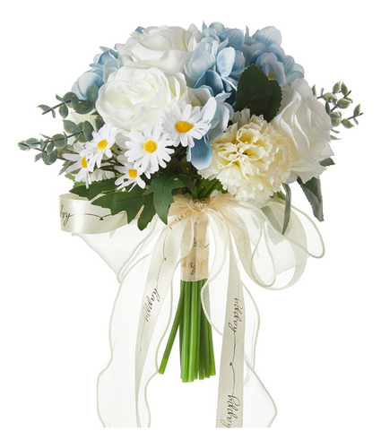 Azul Y Blanco Ramo De Mano Flores Artificiales Ramos De Boda