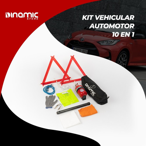 Imagen 2 de 10 de Kit Seguridad Auto 10 En 1 Chaleco Baliza Matafuego Apto Vtv