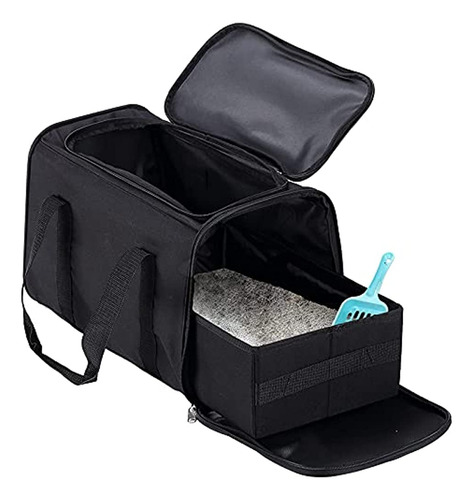 Caja De Arena Para Gatos Portátil Plegable Petleader, Negra