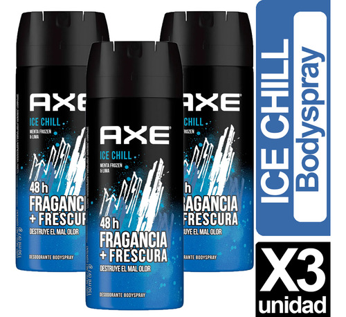 Desodorante Axe Ice Chill X3 Unid
